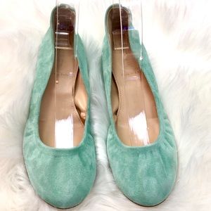 J Crew Anya Suede Ballet Flats Pale Mint Size 6